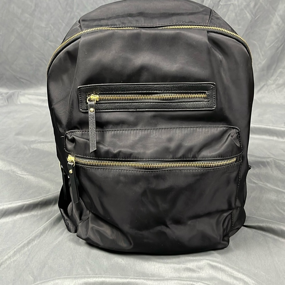 Steve Madden Black Nylon Backpack with Gold Hardware